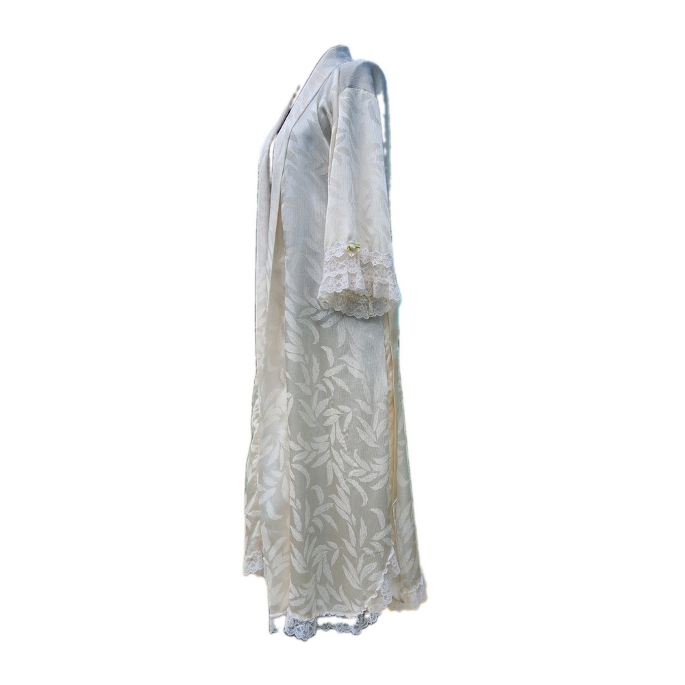 Vtg 1960s Christian Dior Cream Long ROBE Ivory Bridal Hollywood SAKS 5th Small - Picture 6 of 14